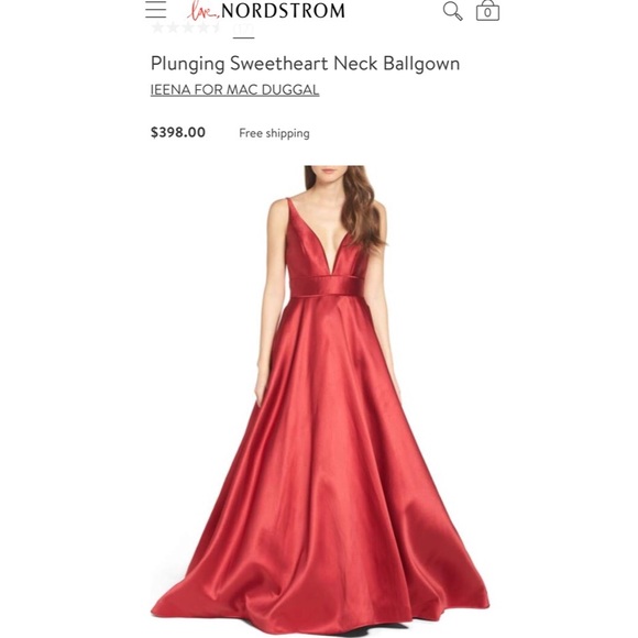 mac duggal red ball gown